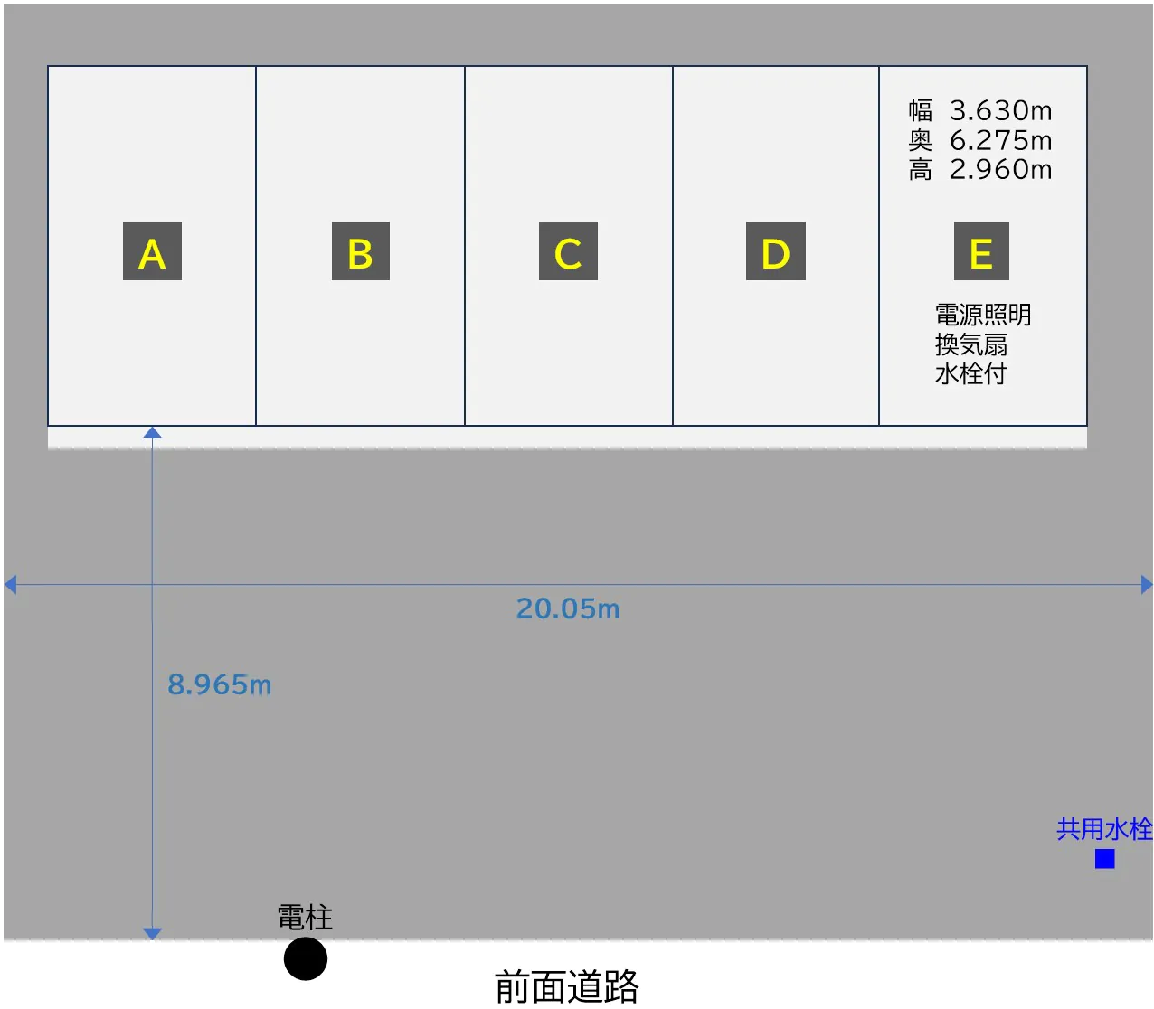 コスパガレージ羽生南（電源・照明・水栓付＋電気水道代込）