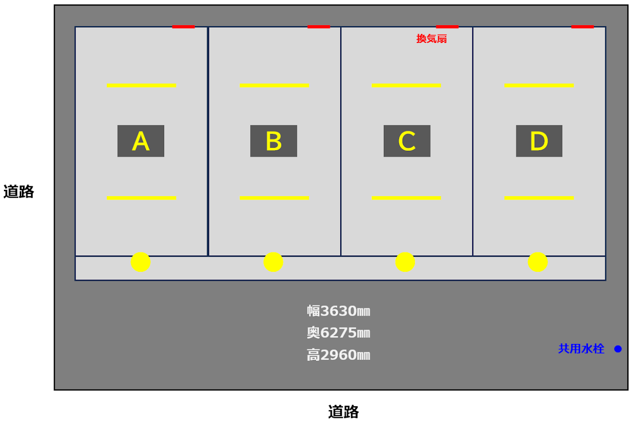 コスパガレージ深谷萱場（電源・照明・共用水栓付＋電気水道代込）